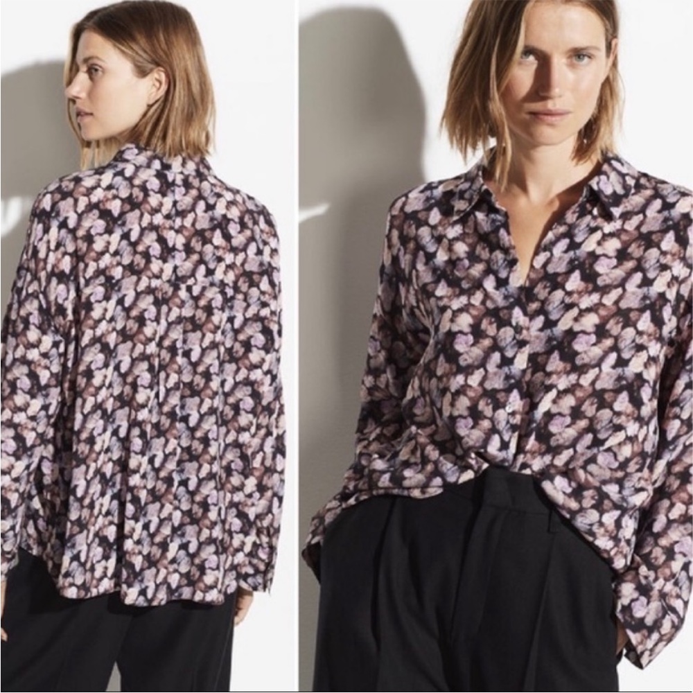 Silk Button-down Longsleeve Top